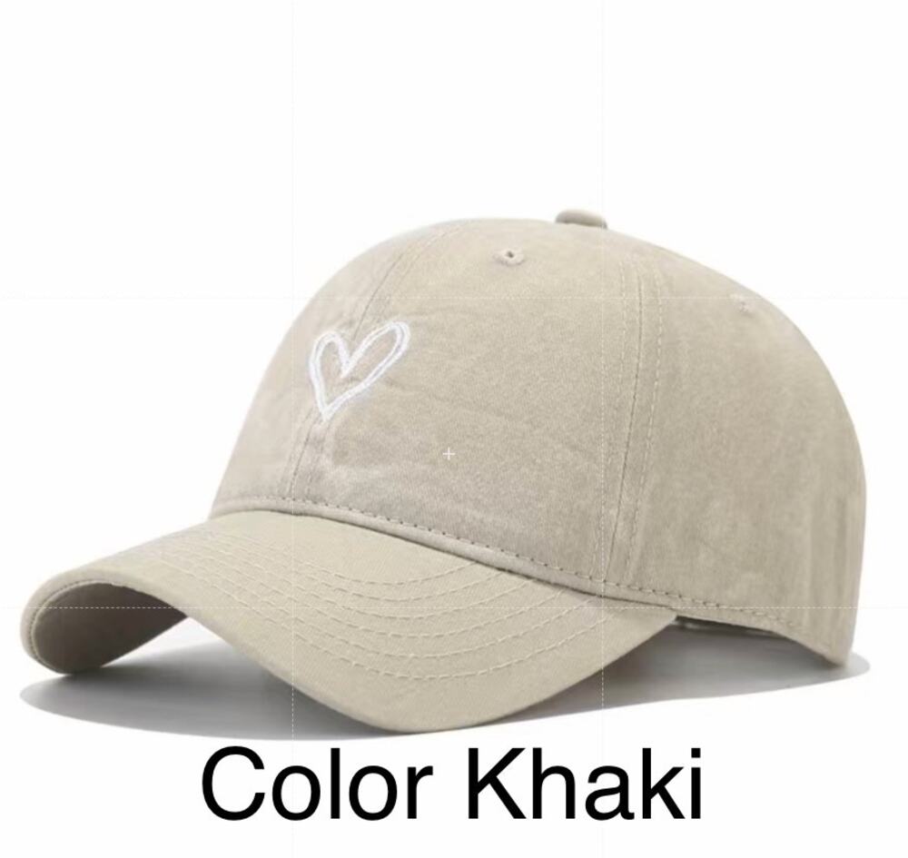 Vintage Wash Embroidered Heart Adjustable Baseball Hat NEW
